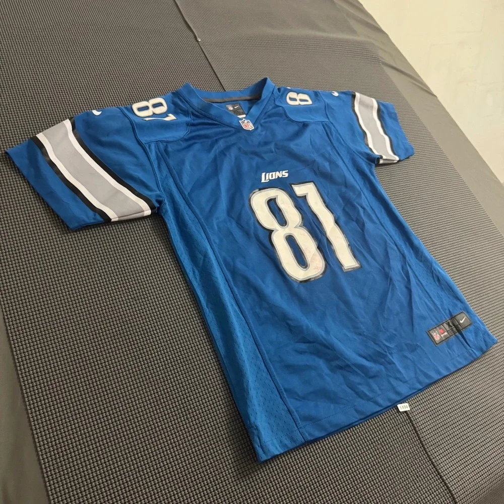 Nike Detroit Lions Calvin Johnson 81 Jersey Youth XL Blue NFL On Field Megatron